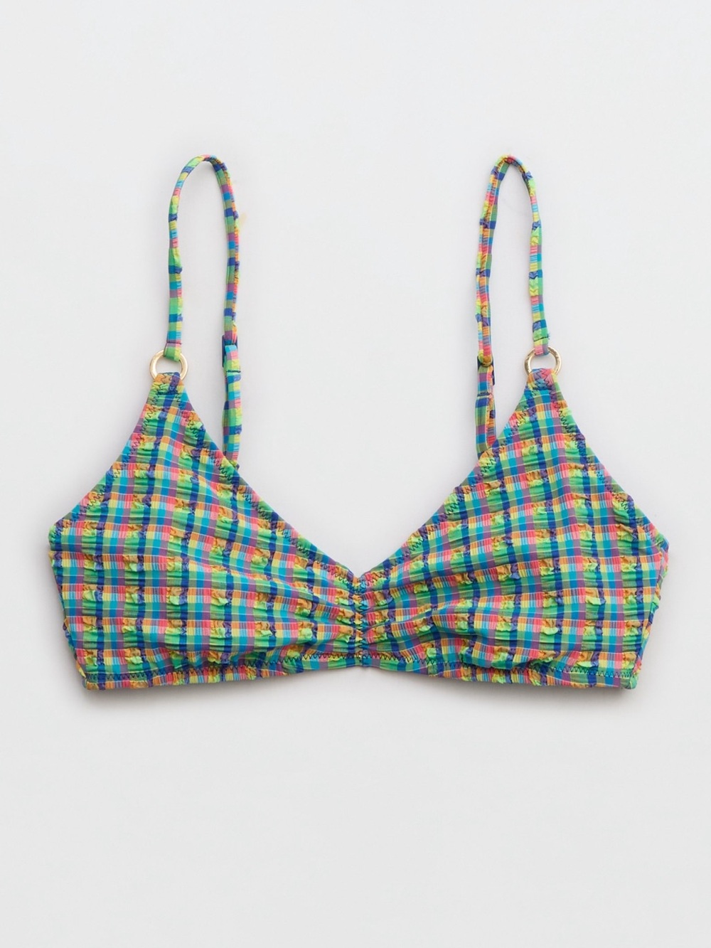Aerie Colorful Plaid Bikini Top
